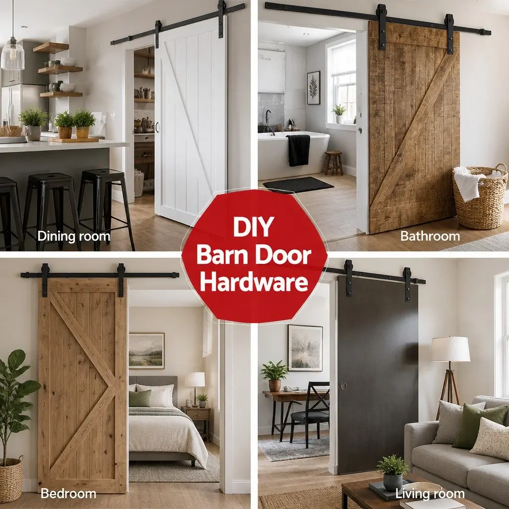 Sliding Barn Door Hardware Track Set White 2.44m Matte Roller Guide Stop