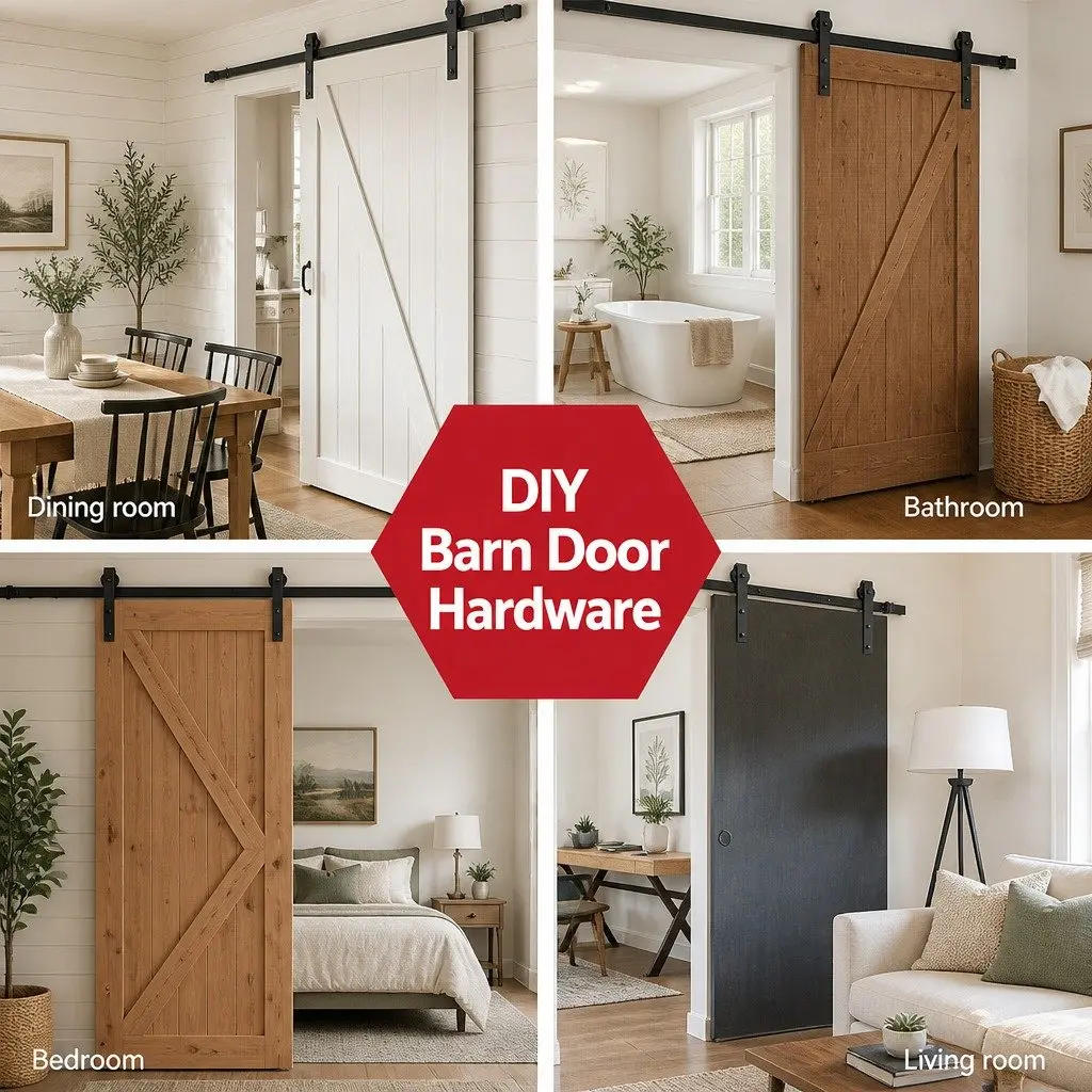 Sliding Barn Door Hardware Track Set Black 3m Steel Rail Rollers Floor Guide
