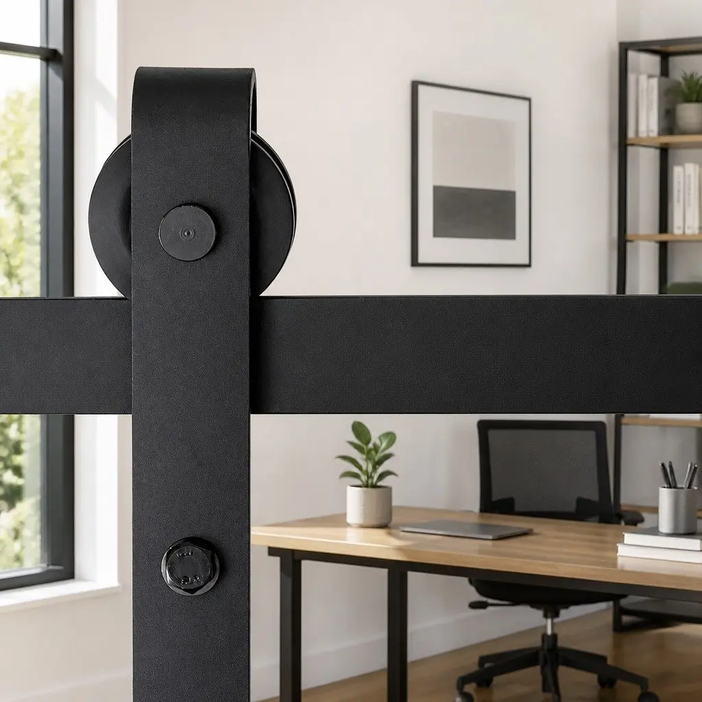 Black Steel Sliding Barn Door Track Set