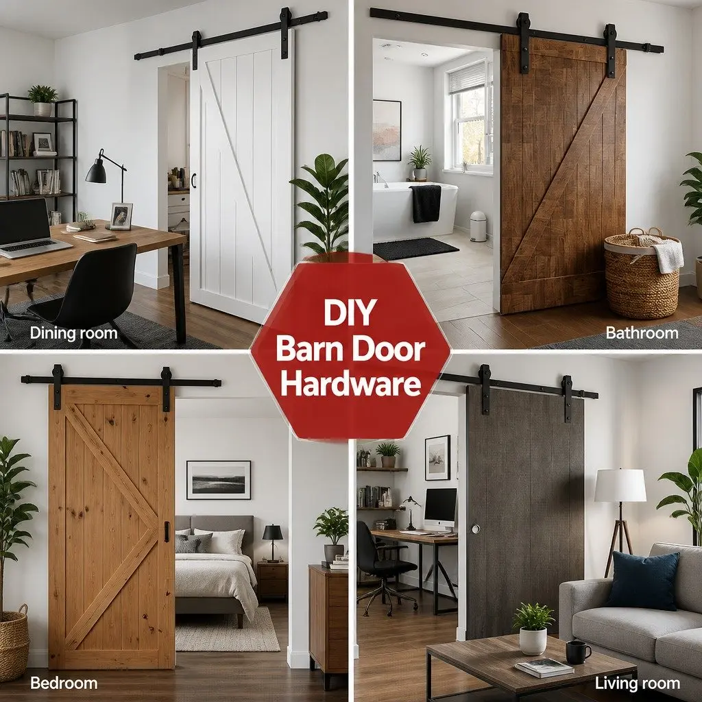 Sliding Barn Door Hardware Track Set Black 3.66m Sliding Roller Mechanism