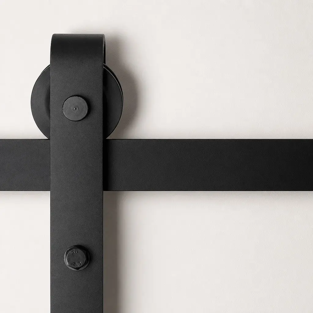 Sliding Barn Door Hardware Track Set 2m Black Steel