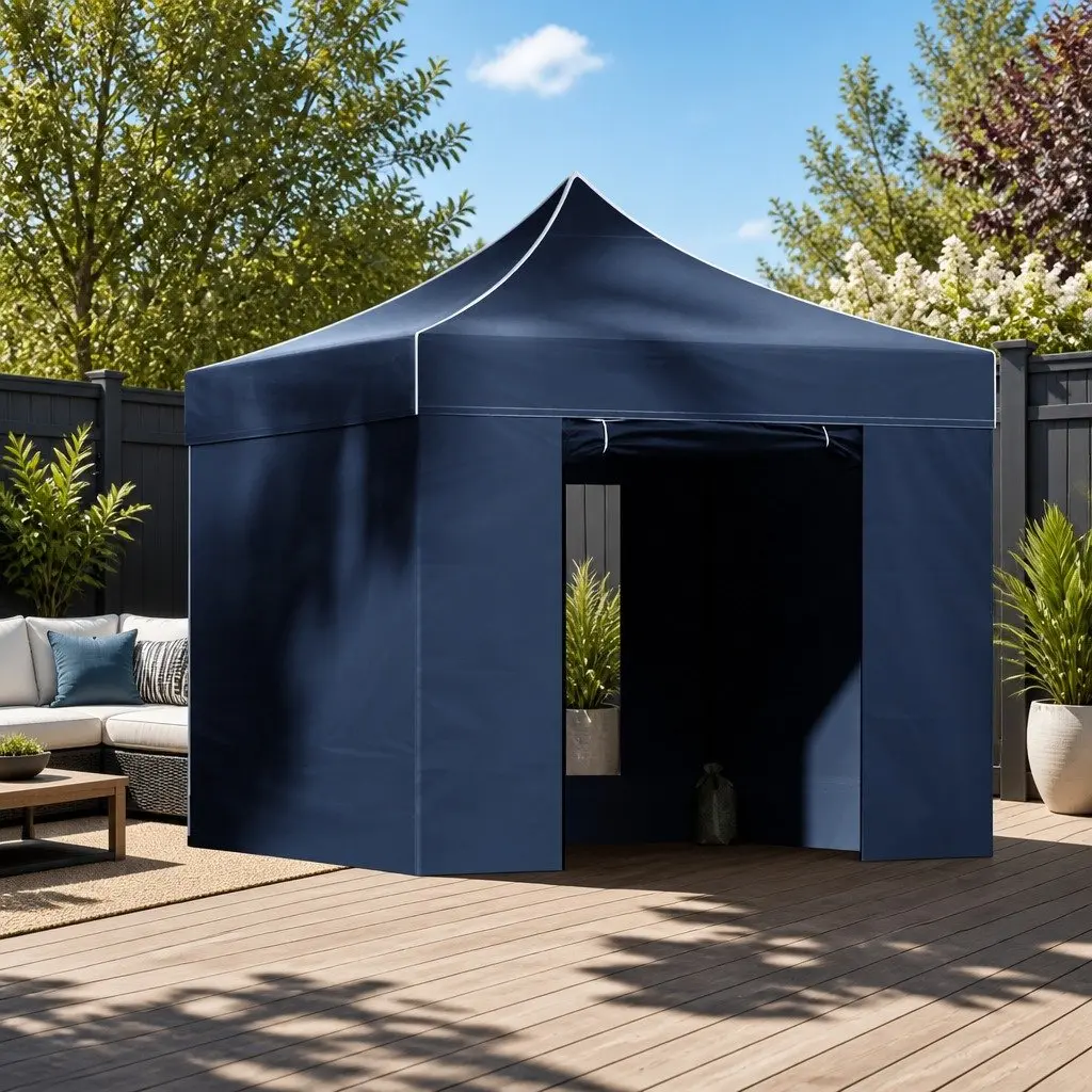 Pop Up Gazebo Black 3x3m Folding Tent Canopy UV and Water Resistant 500D Oxford Fabric Steel Frame