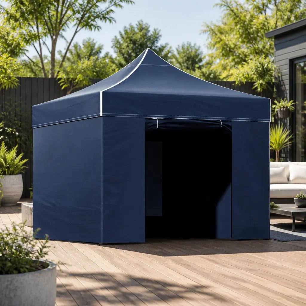 Pop Up Gazebo Black 3x3m Folding Tent Canopy UV and Water Resistant 500D Oxford Fabric Steel Frame