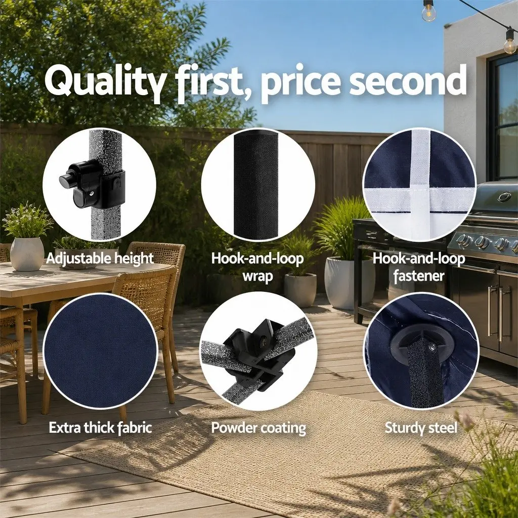 Pop Up Gazebo Canopy Black 3x6m Portable Folding Tent with Adjustable Height for Outdoor Garden Camping