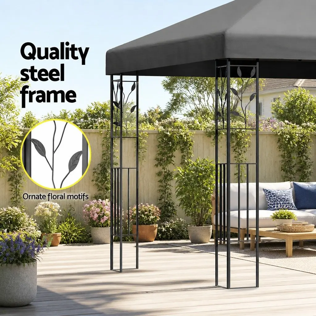 Gazebo 4x3m Marquee Outdoor Wedding Party Event Tent Home Shade Grey Iron Art