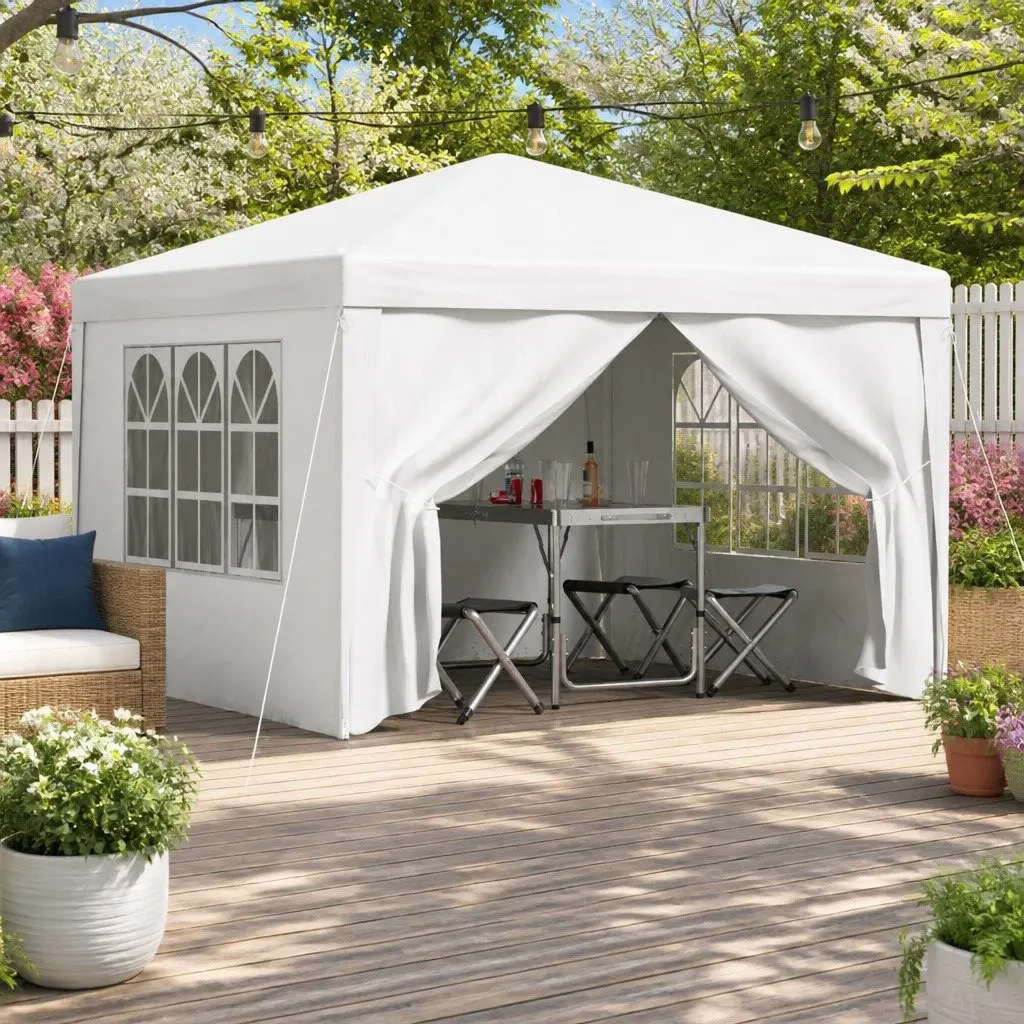 Pop Up Gazebo 3x3m Folding Marquee Tent Outdoor Canopy Wedding Camping Shade
