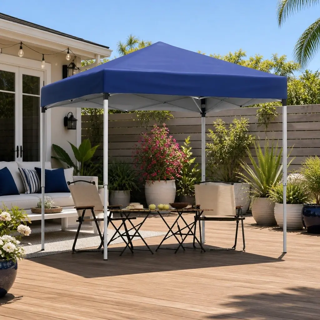 Gazebo Blue 2x2m Outdoor Patio Garden Shade with Adjustable Height and Base Pods