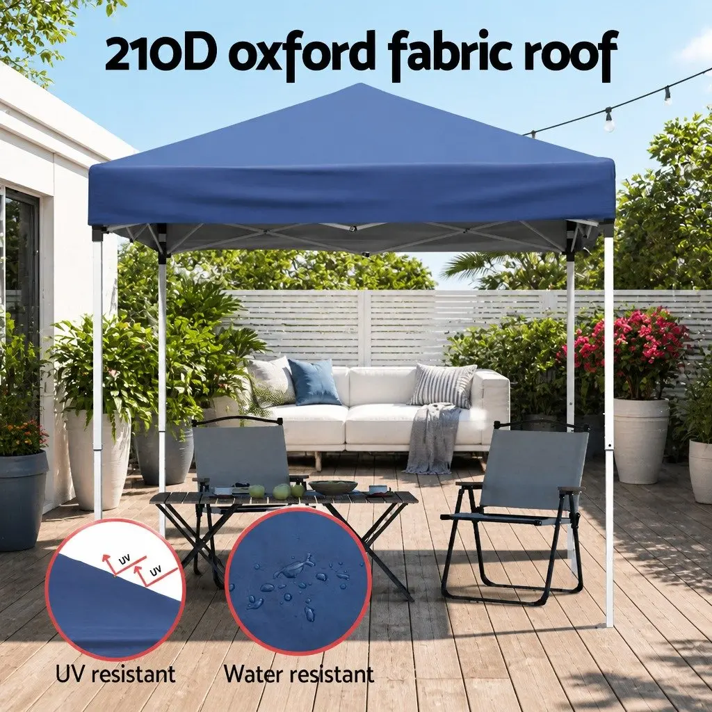 Gazebo Blue 2x2m Outdoor Patio Garden Shade with Adjustable Height and Base Pods