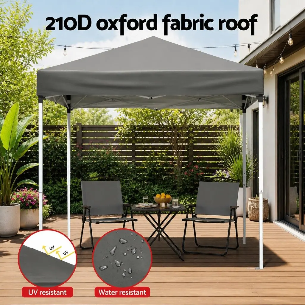 Outdoor Gazebo Grey 2x2m Adjustable Height UV Resistant Canopy with Base Pods