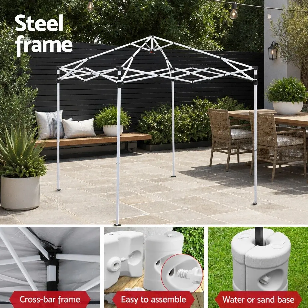 Outdoor Gazebo Grey 2x2m Adjustable Height UV Resistant Canopy with Base Pods