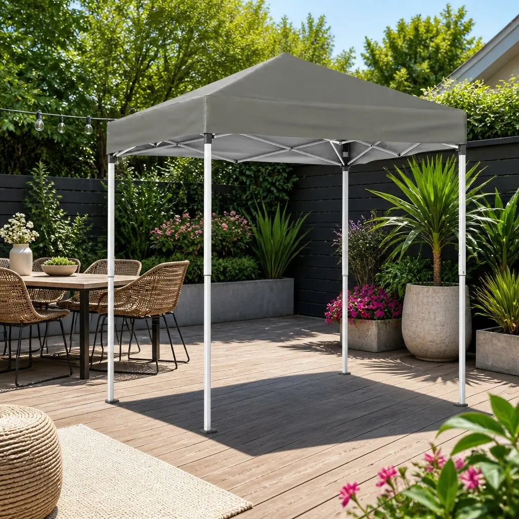 Outdoor Gazebo Grey 2x2m Adjustable Height UV Resistant Canopy with Base Pods