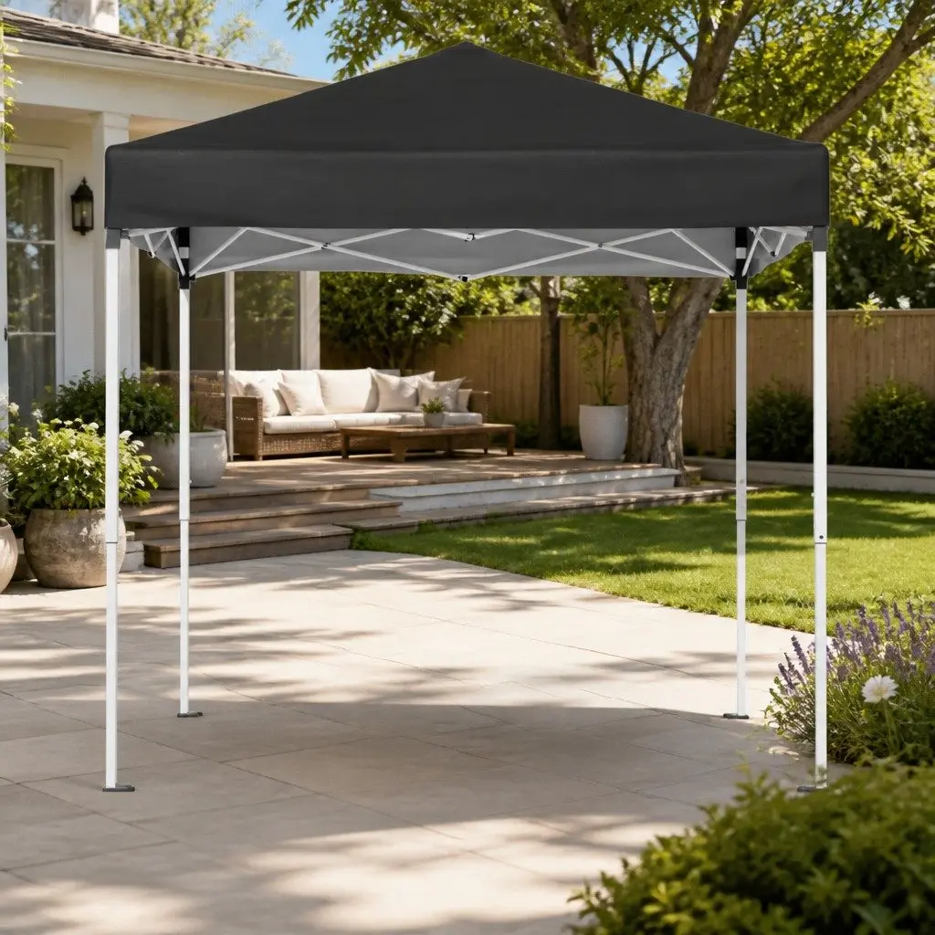 Gazebo Black 2x2m Portable Canopy Adjustable Height UV Resistant Water Resistant