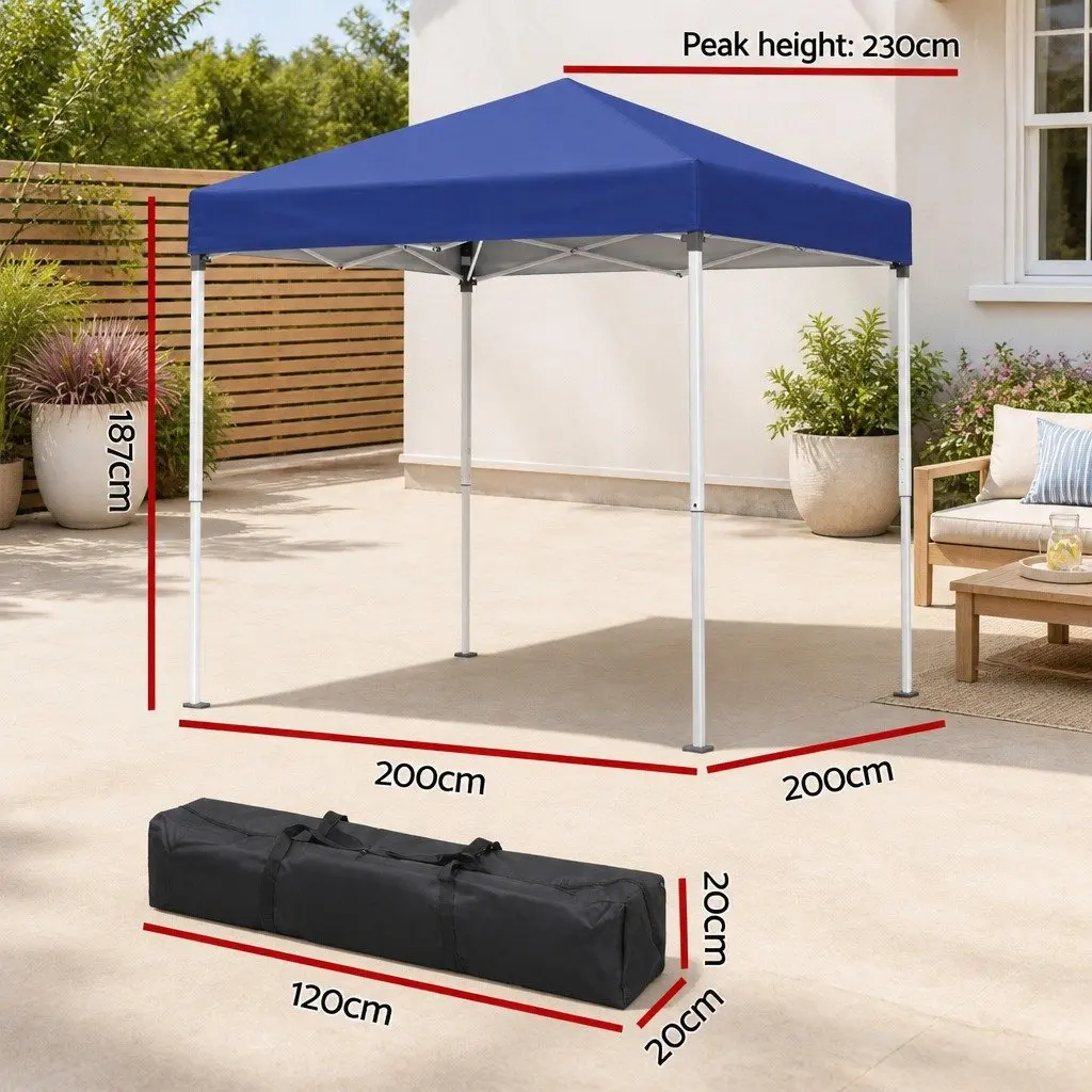 Gazebo Blue 2x2m Outdoor Patio Garden Canopy Portable Adjustable Height