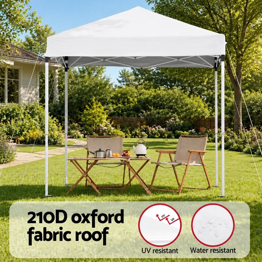 Gazebo White 2x2m Portable Outdoor Shelter Adjustable Height Steel Frame