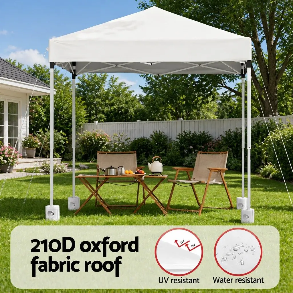 Outdoor Gazebo White 2x2m Portable Canopy Shade with Adjustable Height and 4 Base Pods