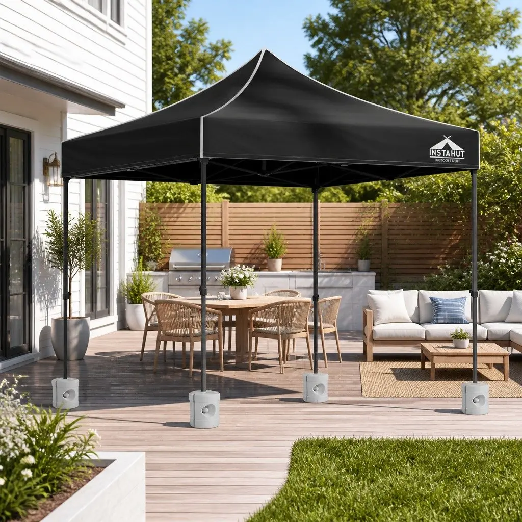 Pop Up Gazebo Black 3x3m Folding Marquee Tent Canopy Shade Outdoor