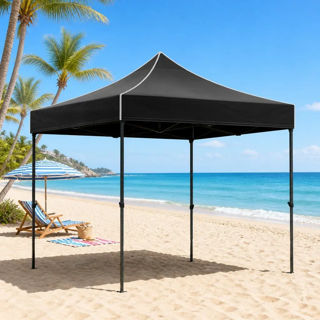Pop Up Gazebo Black 3x3m Folding Marquee Tent Outdoor Canopy Shade