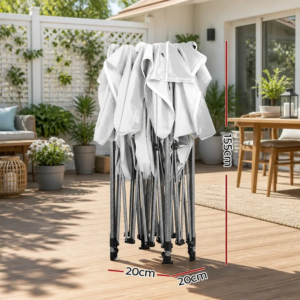 Pop Up Gazebo White 3x3m Folding Tent Outdoor Shade Structure UV Water Resistant