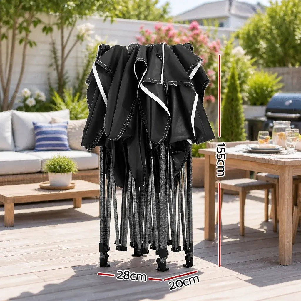 Pop Up Gazebo Black 3x4.5m Folding Tent Outdoor Canopy Adjustable Height