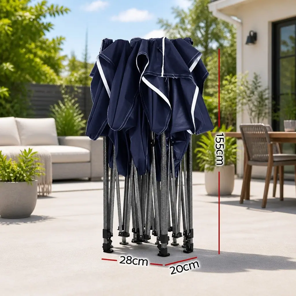 Pop Up Gazebo Navy 3x4.5m Folding Tent Outdoor Canopy Shade with 4 Base Pods