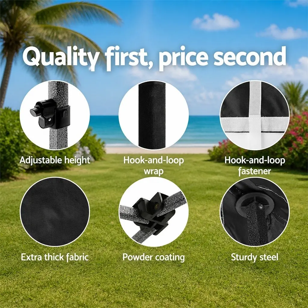 Pop Up Gazebo Canopy Tent Black 3x6m Folding Weather Resistant with Adjustable Height and 4 Base Pods