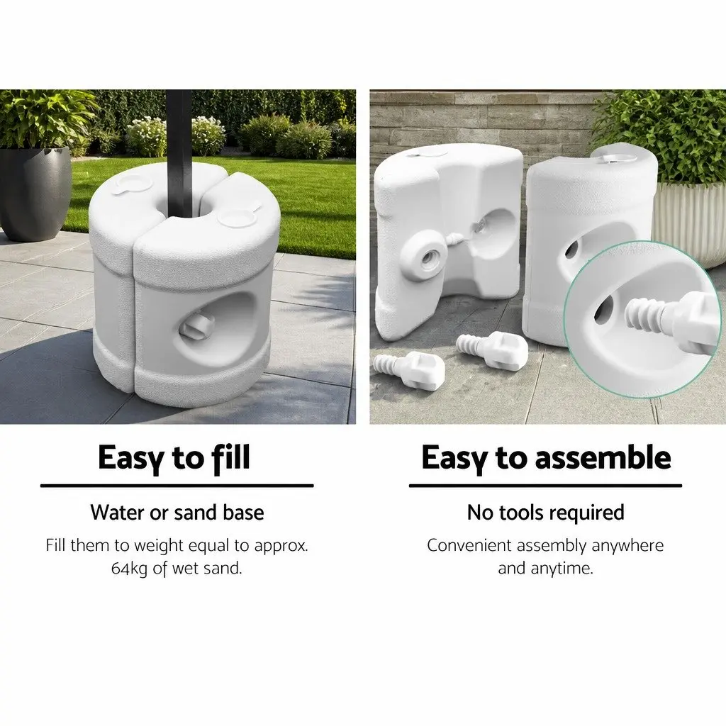 Gazebo Base Pod Kit White 4 Pieces Outdoor Canopy Leg Stabiliser Fillable with Water or Sand
