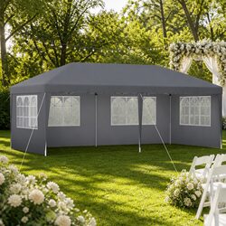 Pop Up Gazebo 3x6m Marquee Canopy Outdoor Camping Wedding Party Shelter Grey