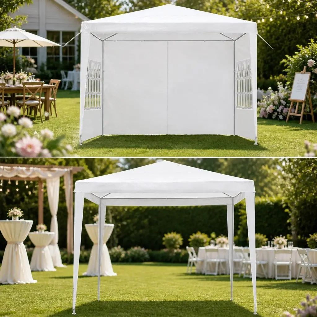 Gazebo White 3x3m Outdoor Canopy UV Resistant Waterproof with Adjustable Height and Removable Panels