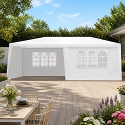Gazebo 3x6m Marquee Tent Outdoor Wedding Party Canopy White 6 Panel Side Walls