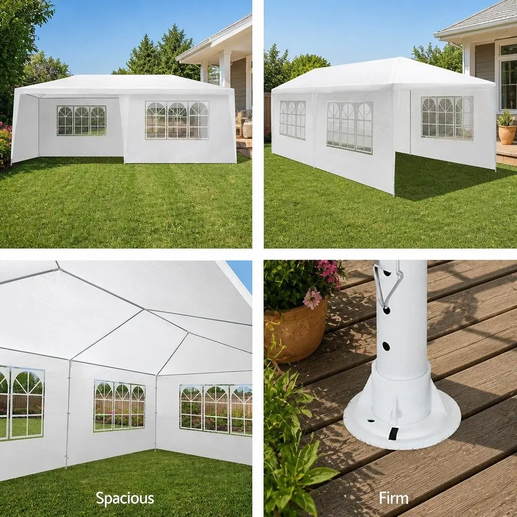 Gazebo White 3x6m Outdoor Canopy Tent with Removable Side Walls for Weddings Parties and Events