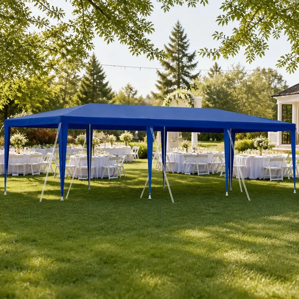 Outdoor Gazebo 3x9m Wedding Party Marquee Tent Camping Shade Canopy Blue