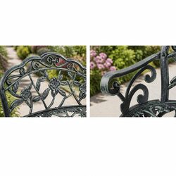 Concise 100cm Cast Aluminium Garden Bench Vintage Green