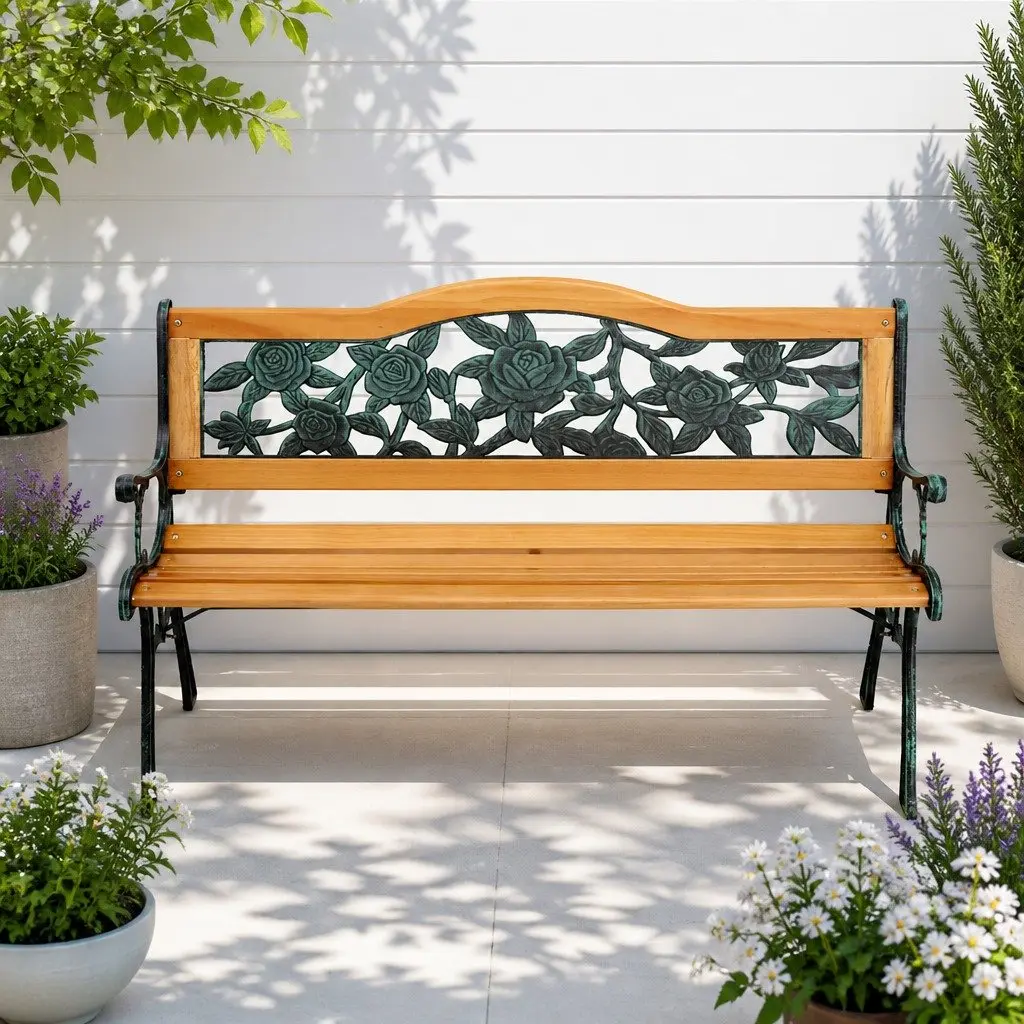126cm Garden Bench with Cast Iron Strength