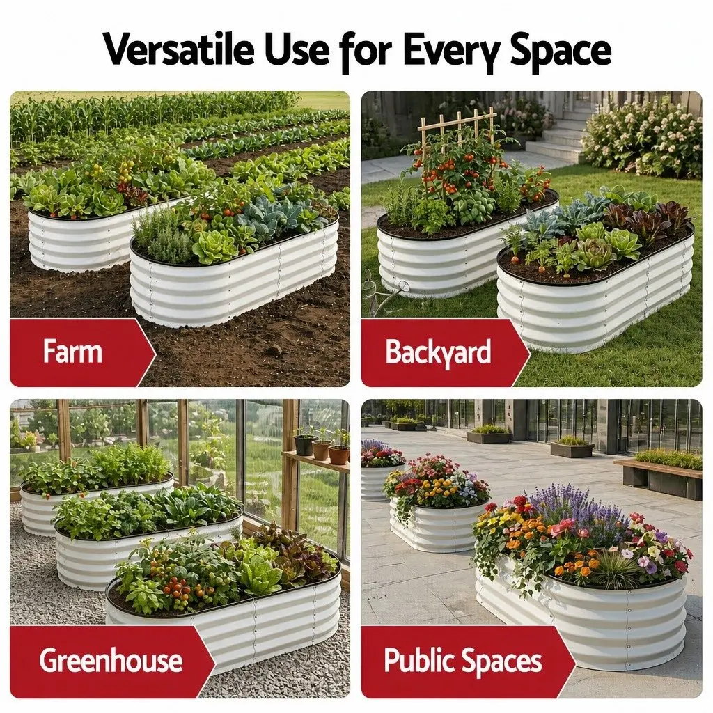 Raised Garden Bed White 120x60x30cm Galvanised Steel Open Base 2 Pack