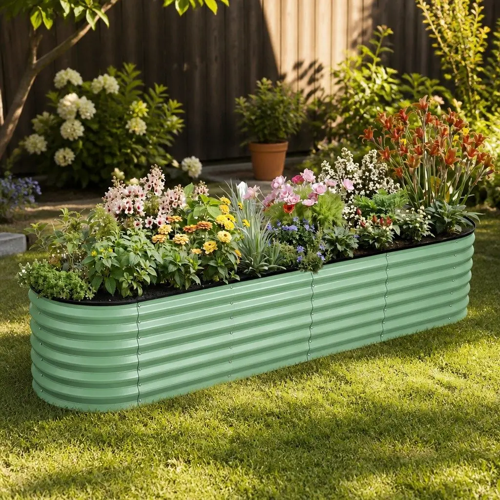 Oval Raised Garden Bed 240x60x45cm