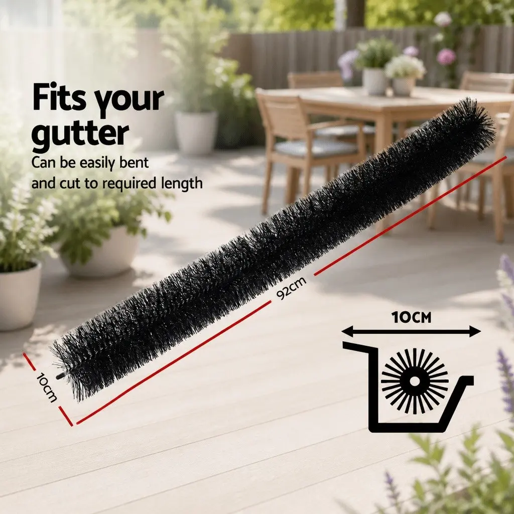Gutter Guard Brush Black 92cm Debris Protection UV Resistant Nylon Bristles