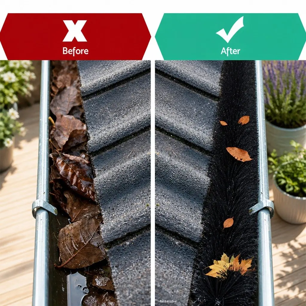Gutter Guard Brush Black 92cm Debris Protection UV Resistant Nylon Bristles