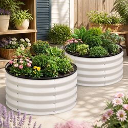 Rust-Resistant White Raised Garden Bed 60cm Set of 2