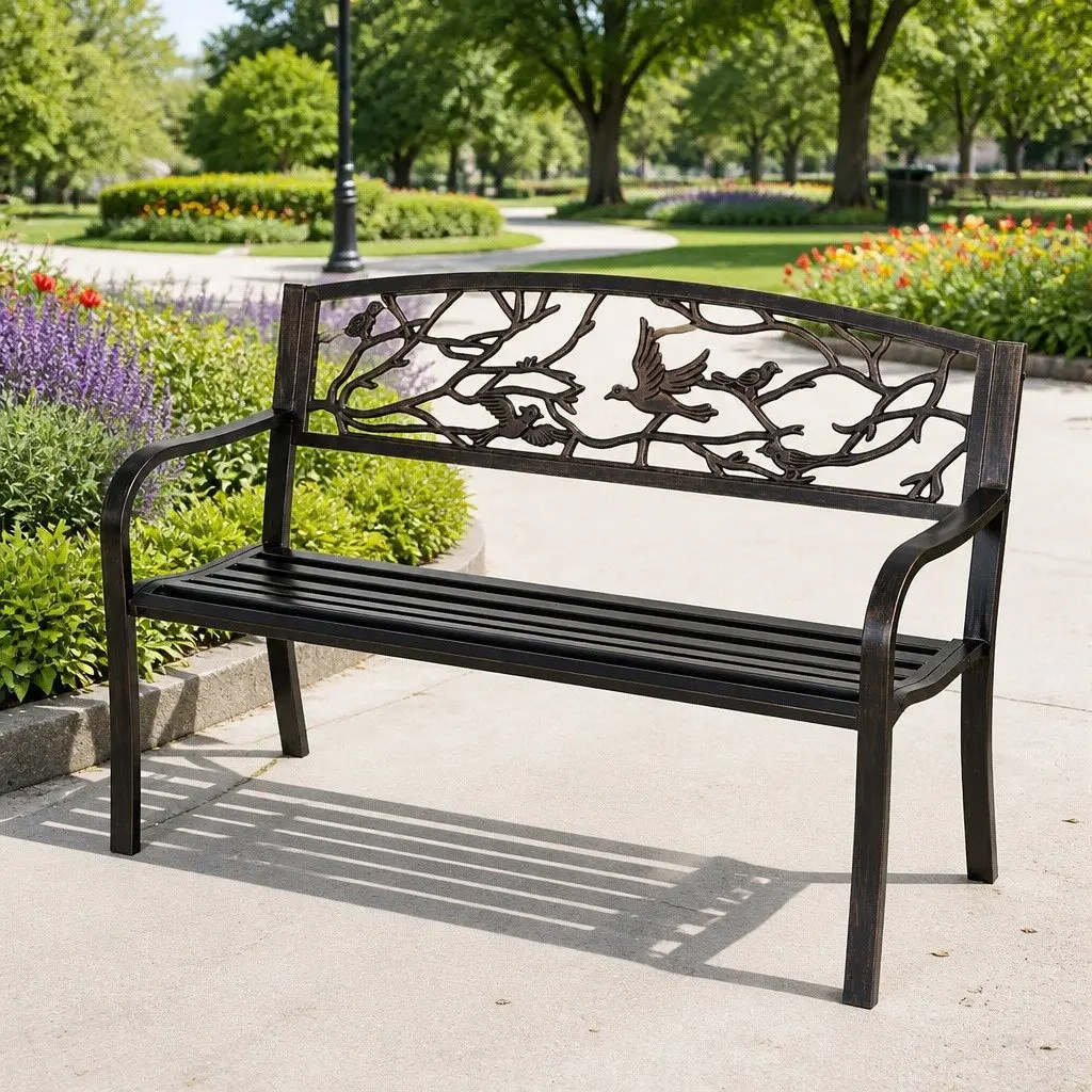 3-Seater Steel Frame Garden Bench