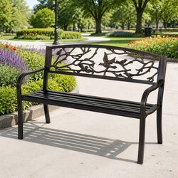 Outdoor Garden Bench Seat 3 Seater Steel Frame Patio Furniture Bronze