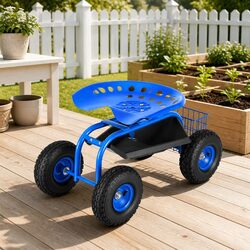 Compact Garden Rolling Stool with Adjustable Features