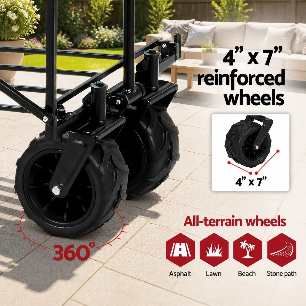 Garden Cart Navy Folding Trolley Heavy Duty 120kg Capacity Outdoor Use