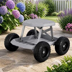 Concise Garden Stool with Storage and Mobility