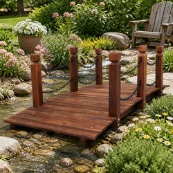 Wooden Garden Bridge: Sturdy & Functional 160cm Brown
