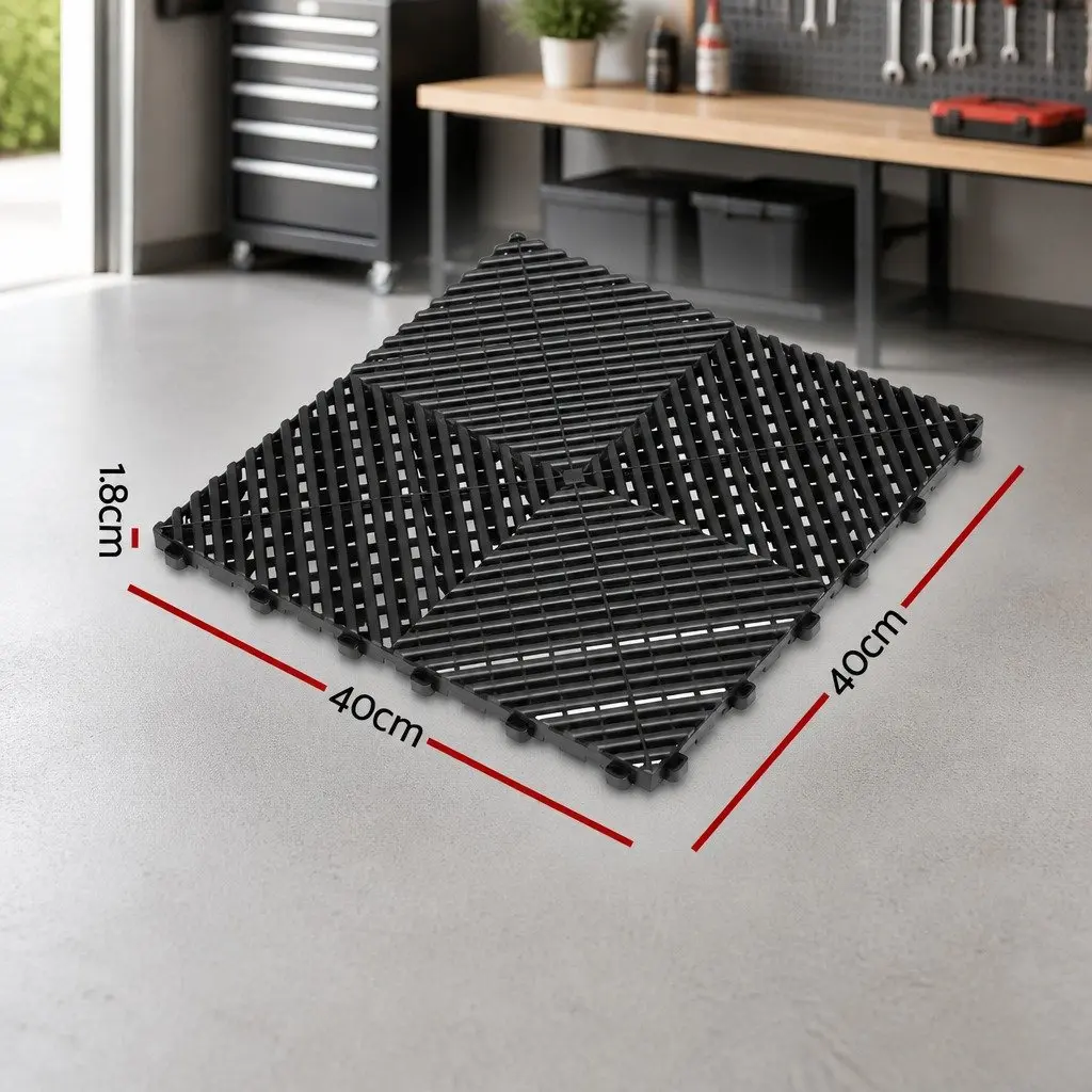 Interlocking Floor Tiles Black 40x40cm Non-Slip Heavy Duty 20 Piece