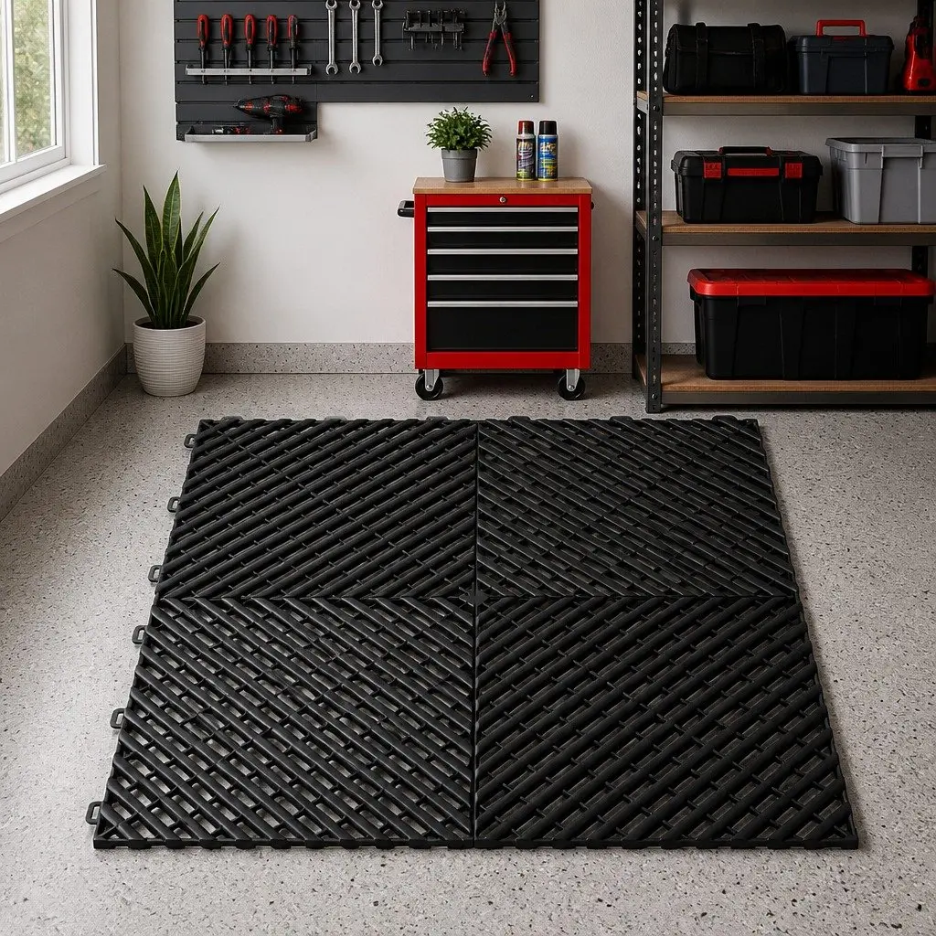 Interlocking Floor Tiles Black 40x40cm Non-Slip Heavy Duty 20 Piece