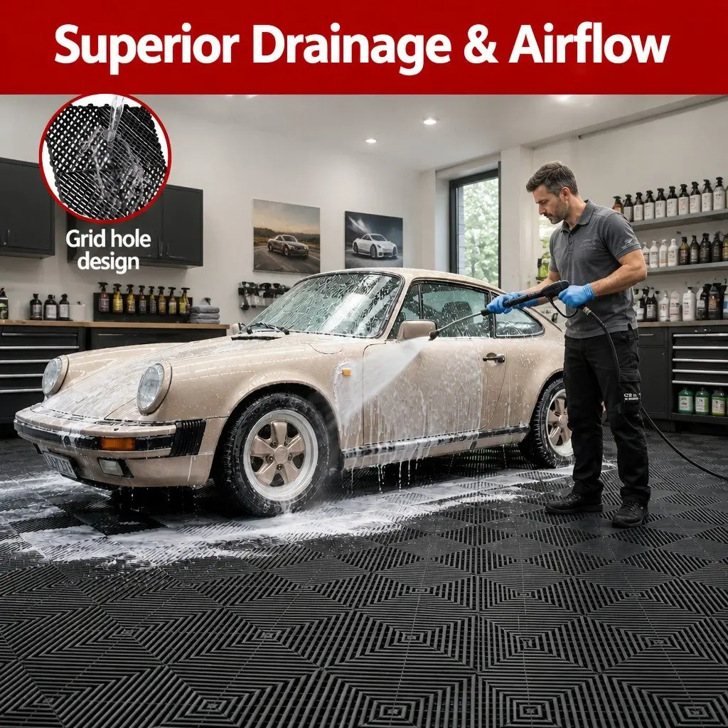 Interlocking Floor Tiles Black 40x40cm Non-Slip Heavy Duty 20 Piece