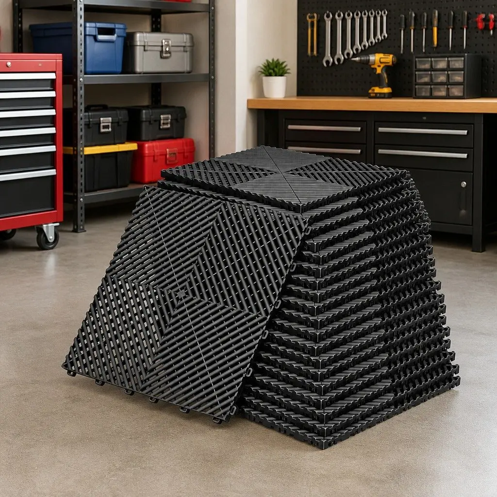 Interlocking Floor Tiles Black 40x40cm Non-Slip Heavy Duty 20 Piece