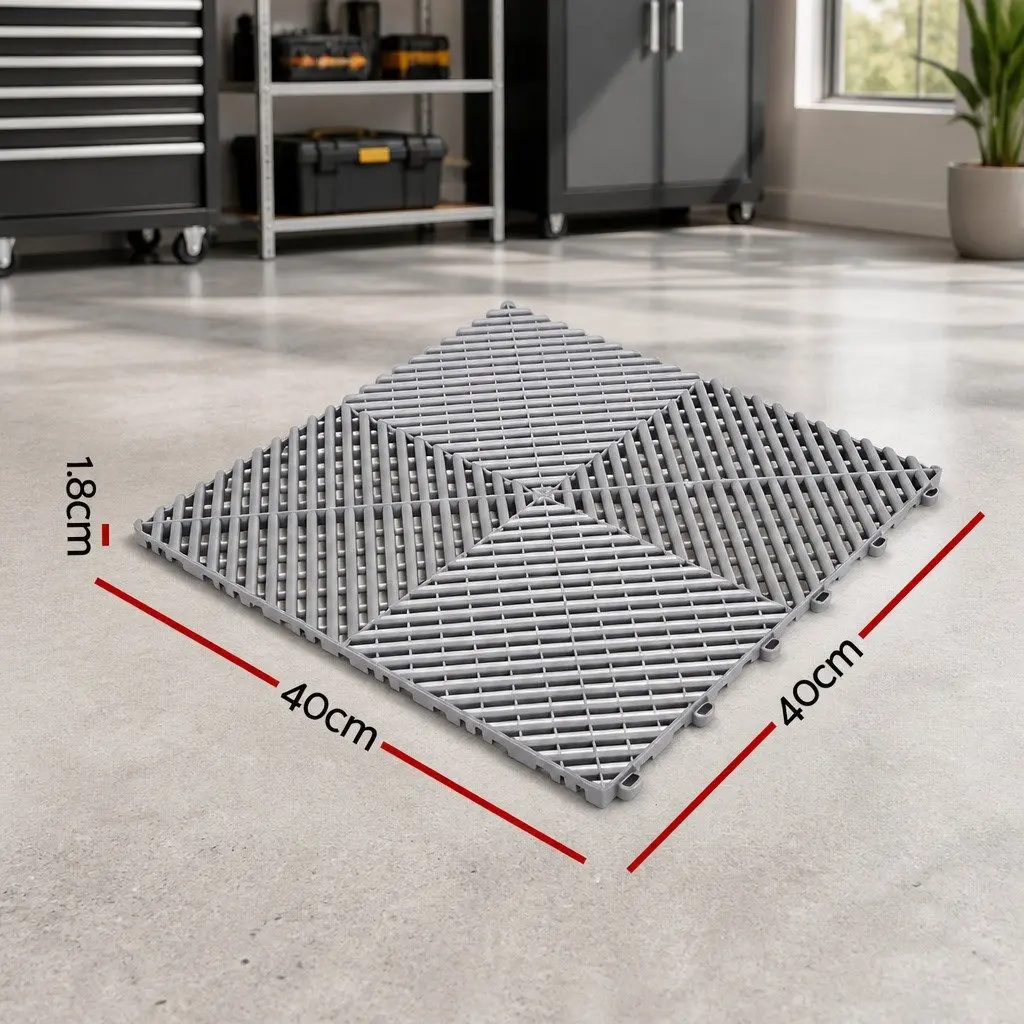 Interlocking Floor Tiles Grey 40x40cm Non-Slip Heavy Duty 20 Piece