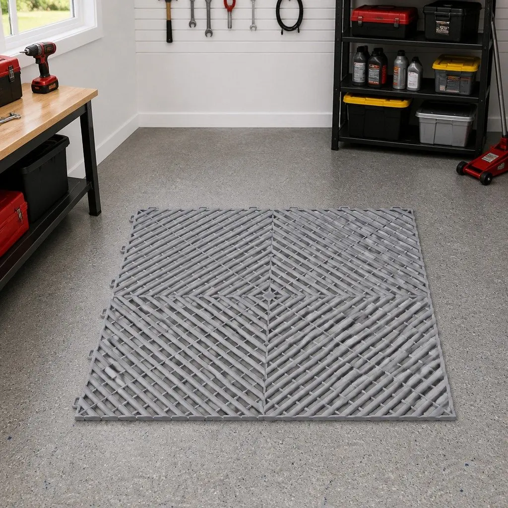 Interlocking Floor Tiles Grey 40x40cm Non-Slip Heavy Duty 20 Piece